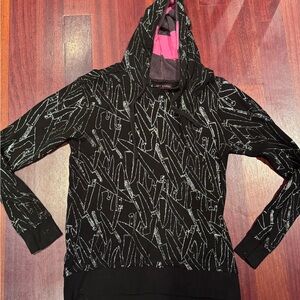 Andy Warhol Black Hoodie with Abstract knives in glitter design.